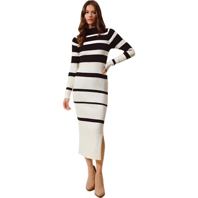 Knit & Lounge Knit And Lounge Striped Long Sleeve Knit Bodycon Dress In Multi