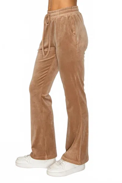 Knit Riot Classic Velour Joggers In Mocha In Animal Print
