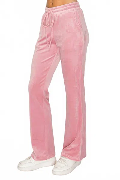 Knit Riot Classic Velour Joggers In Pink In Red