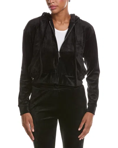 Knit Riot Classic Velour Zip Hoodie In Black