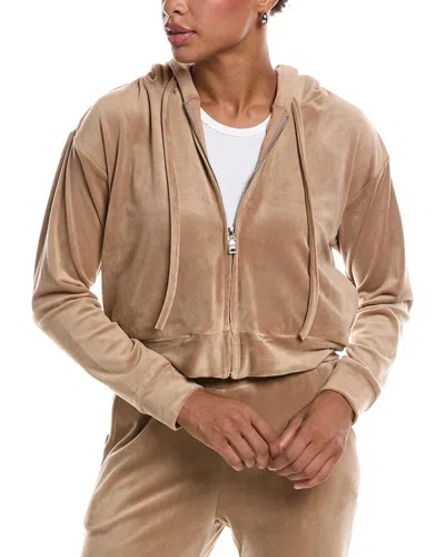 Knit Riot Classic Velour Zip Hoodie In Mocha In Brown