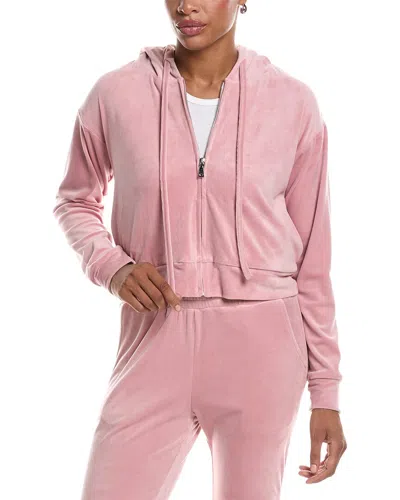 Knit Riot Classic Velour Zip Hoodie In Pink