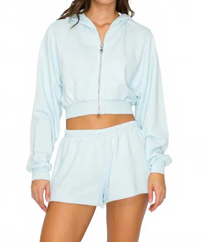 Knit Riot Cove Crop Zip Hoodie In Surf In Blue