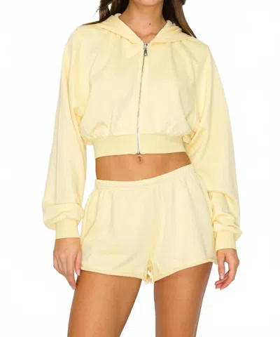 Knit Riot Cove Crop Zip Hoodie In Yellow