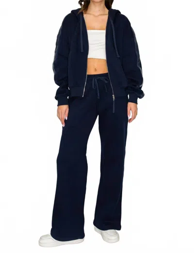 Knit Riot Glide Zip Hoodie In Navy In Blue