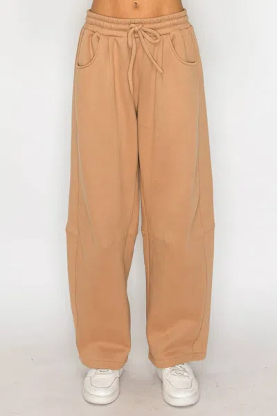Knit Riot Harbor Barrel-leg Sweatpants In Mocha In Brown