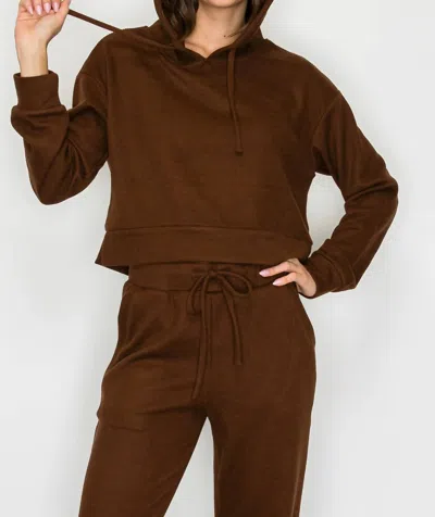 Knit Riot Haven Knit Hoodie In Chocolate In Brown