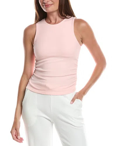 Knit Riot Micro Rib Side Ruched Tank Top In Neutral