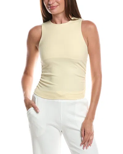 Knit Riot Micro Rib Side Ruched Tank In Yellow