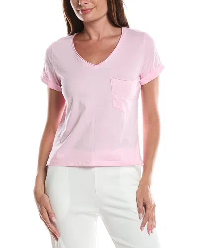 Knit Riot Relaxed Pocket V-neck T-shirt In Pink
