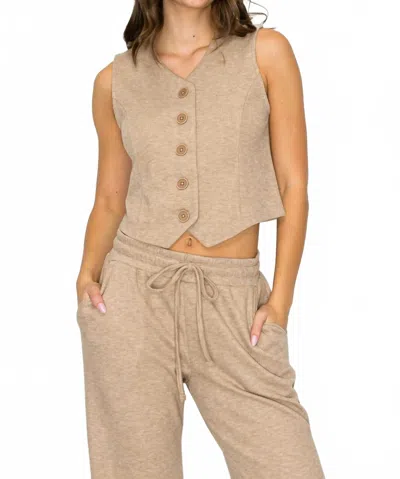 Knit Riot Sutton Soft Knit Vest In Mocha In Brown