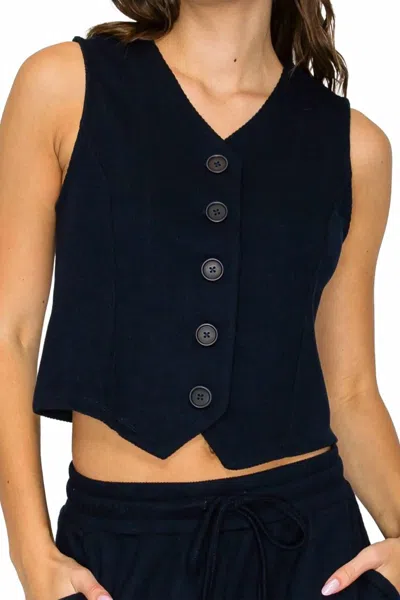 Knit Riot Sutton Soft Knit Vest In Navy In Blue
