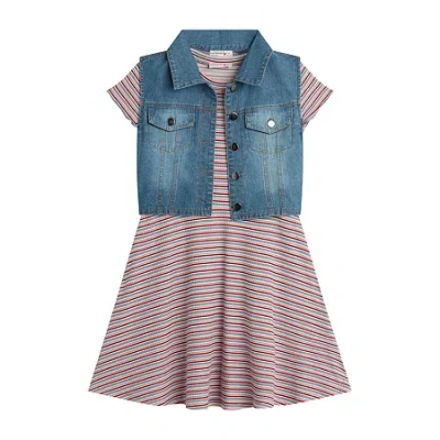 Knit Works Little & Big Kid Girls Drop Shoulder Striped 2-pc. Dress Set In Multi