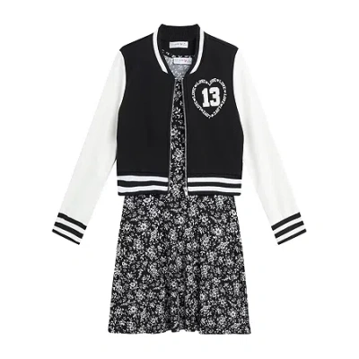 Knit Works Little & Big Kid Girls Midi Floral 2-pc. Dress Set In Black