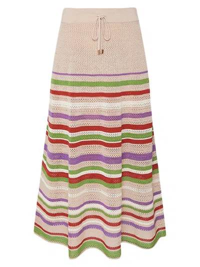 Knitss Women's Blaire Stripe Cotton-blend Midi-skirt In Desert