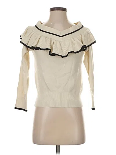 Pre-owned Knitted & Knotted 3/4 Sleeve Blouse In White