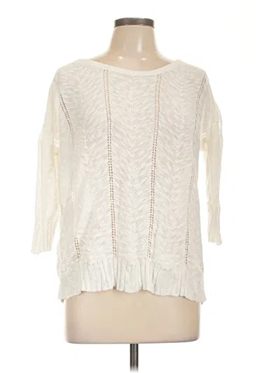 Pre-owned Knitted & Knotted 3/4 Sleeve Top Ivory Boatneck Tops