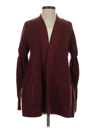 Pre-owned Knitted & Knotted Cardigan Sweater In Burgundy