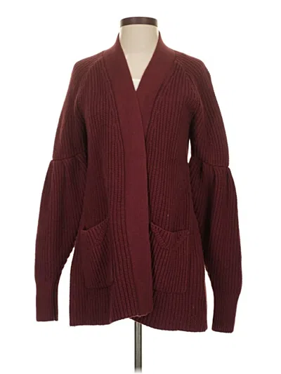 Pre-owned Knitted & Knotted Cardigan Sweater In Burgundy