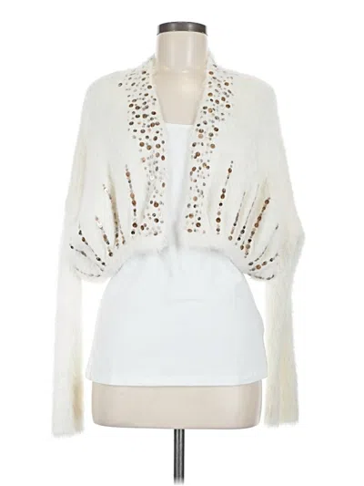 Pre-owned Knitted & Knotted Cardigan Sweater In Ivory