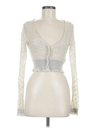 Pre-owned Knitted & Knotted Cardigan Sweater In Silver