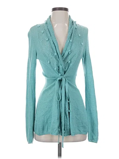 Pre-owned Knitted & Knotted Cardigan Sweater In Teal