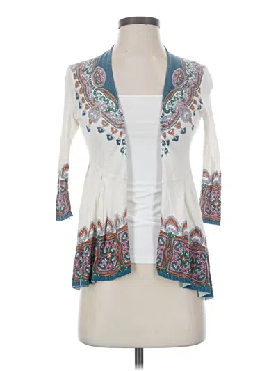 Pre-owned Knitted & Knotted Cardigan Sweater In White