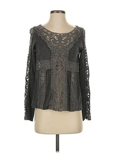 Pre-owned Knitted & Knotted Long Sleeve Blouse In Gray