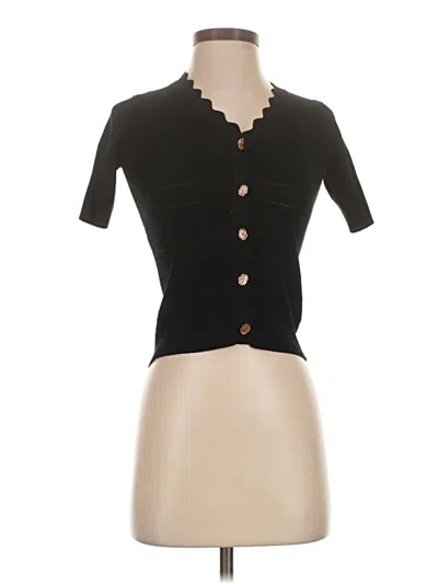 Pre-owned Knitted & Knotted Short Sleeve Top Black Sweetheart Neckline Tops