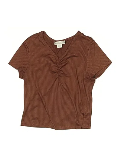 Pre-owned Knitworks Kids' Short Sleeve Henley Shirt In Brown