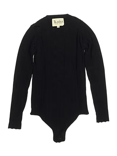 Pre-owned Knitz For Love & Lemons Bodysuit In Black
