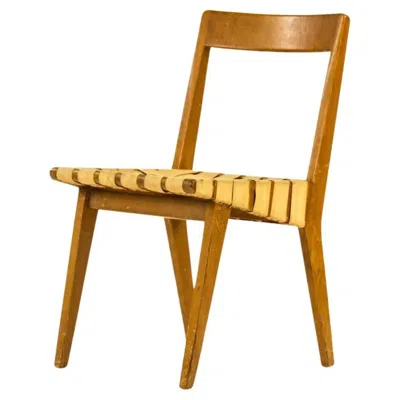 Pre-owned Knoll 1940s Jens Risom For  Associates 666 Wsp Dining Chair With Webbing In Maple In Brown