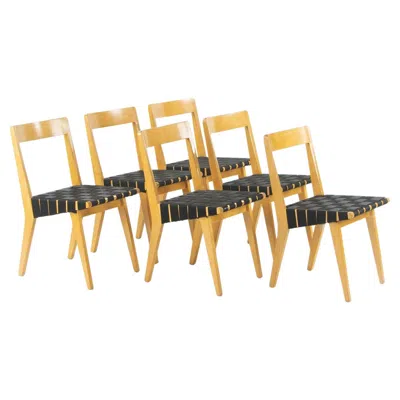 Pre-owned Knoll 1946 Jen Risom 666 Wsp Side Chairs Black Webbing For  Associates Set Of Six