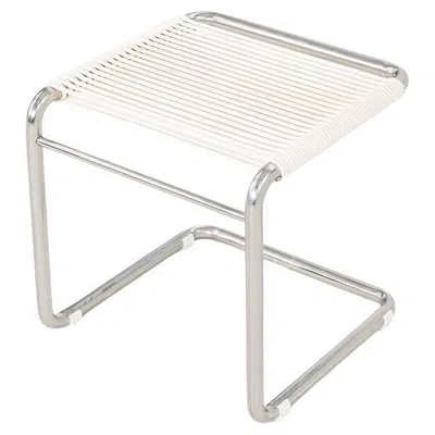Pre-owned Knoll 1950s Andre Dupre For  Bauhaus Tubular Steel And Cord Cantilever Stool In Gray