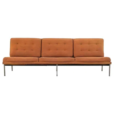 Pre-owned Knoll 1950s Florence  Parallel Bar System Three Seat Sofa For Reupholstery In Brown