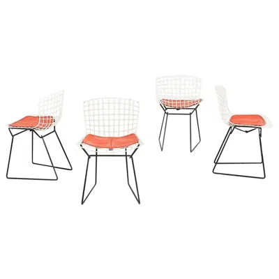 Pre-owned Knoll 1950s Set Of Four Harry Bertoia For  Child Size Side Chair No. 425-n In White
