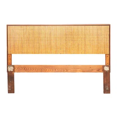Pre-owned Knoll 1960s Florence  Cane And Walnut Full-size Headboard In Brown
