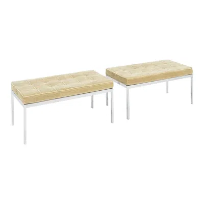 Pre-owned Knoll 1960s Florence  Chrome And Green Mohair Bench 36x18 2x Available