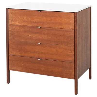 Pre-owned Knoll 1960s Florence  Four Drawer Walnut Dresser Cabinet With Laminate Top In Brown