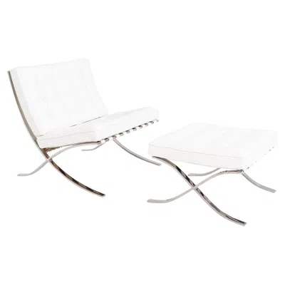 Pre-owned Knoll 1960s Mies Van Der Rohe For  Barcelona Lounge Chair & Ottoman In Sabrina In Gray