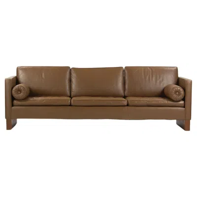 Pre-owned Knoll 1960s Mies Van Der Rohe For  International Brown Leather Three Seat Sofa