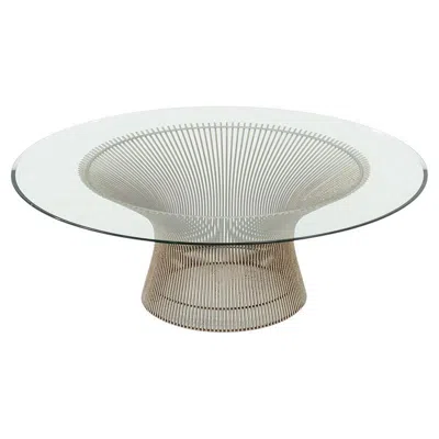 Pre-owned Knoll 1960s Warren Platner For  36" Round Coffee Table In Steel And Glass In Gray