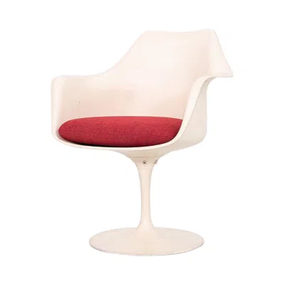 Pre-owned Knoll 1964 Eero Saarinen For  Tulip Dining Arm Chair With Red Seat