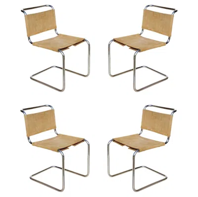 Pre-owned Knoll 1970s Marcel Breuer B33 For  Bauhaus Design Chairs, Set Of 4 In Sand