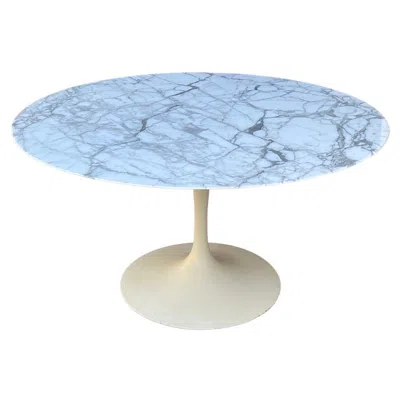 Pre-owned Knoll 1970s Original  Saarinen Base And Carrara Marble Top In Blue