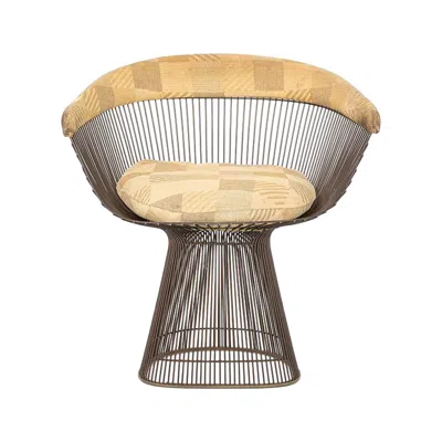 Pre-owned Knoll 1970s Warren Platner Dining Arm Chair In Bronze With Original Fabric Upholstery In Sand