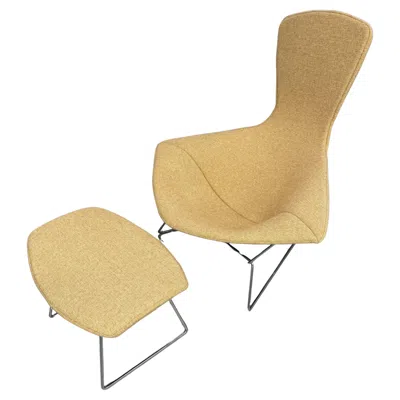 Pre-owned Knoll 1978 Harry Bertoia For  Bird Chair And Ottoman W/  Labels In Sand