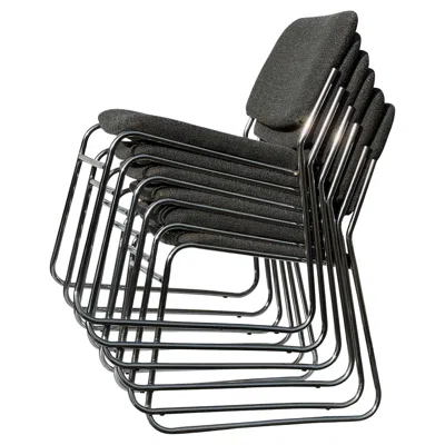 Pre-owned Knoll 1980s Stacking Chrome Tubular Grey Tweed Chairs In Gray