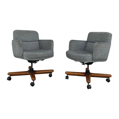 Pre-owned Knoll 1980s Wood Base Office Swivel Chair In Brown
