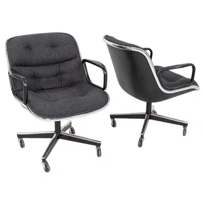 Pre-owned Knoll 1984 Charles Pollock For  Desk Chair In Charcoal Grey Fabric, 5x Available In Gray